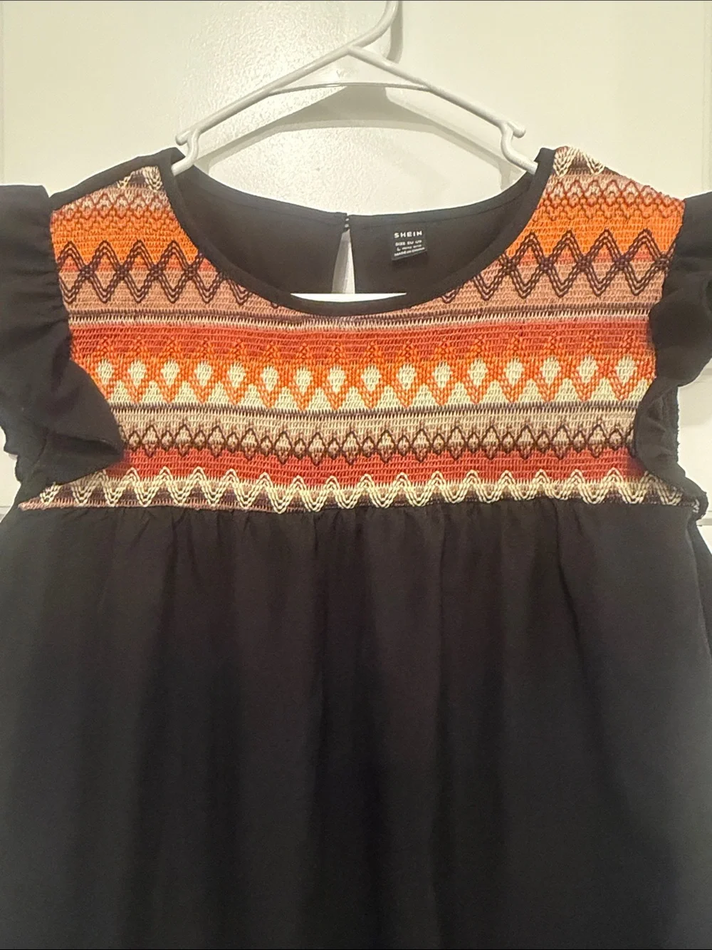 SHEIN Black Camisole with Orange and Cream Embroidered Yoke - Picture 3 of 5